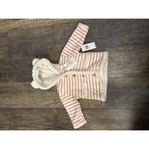 New Jessica Simpson  Baby 3-6M Striped Hooded Jacket with Bear Ears Girls